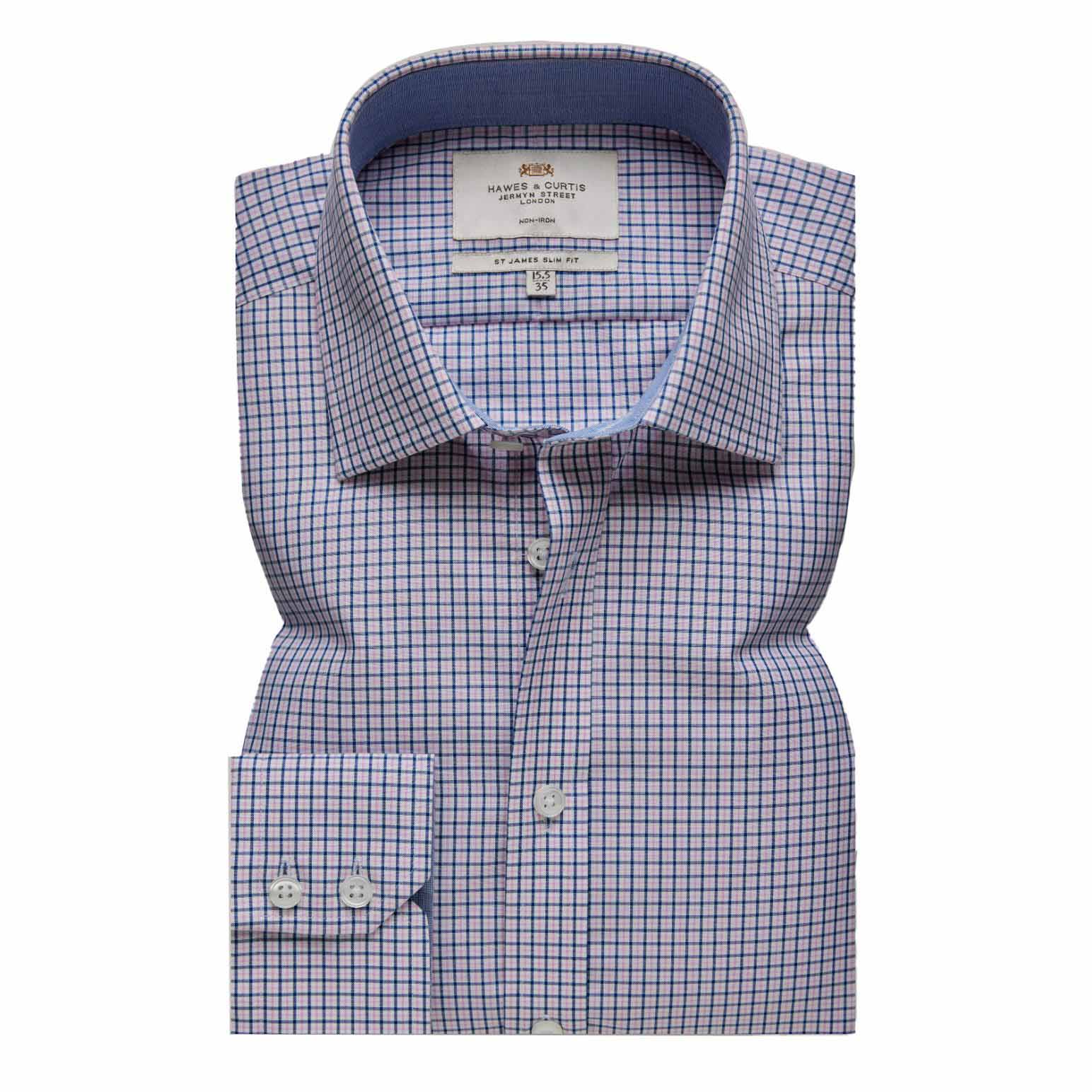 Hawes & Curtis Non Iron Multi Check Slim Shirt With Contrast Detail